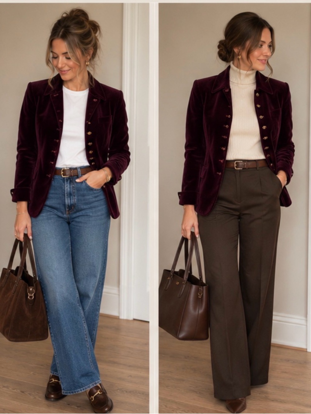 Vintage Ralph Lauren Velvet Military-Button Blazer in Deep Plum